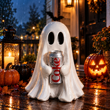 New COCA-COLA Ghost Figurine Holding Diet Coke Can Halloween No drinks