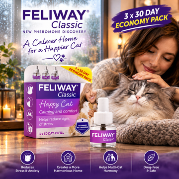 FELIWAY Classic 3 x 30 Day Refill 48ml - Comforts Cats - Helps Stress/Anxiety