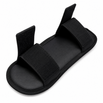 Adjustable Black Open-Toe Recovery Sandal – Lightweight Foot Support Slipper with Secure Hook-and-Loop Strap