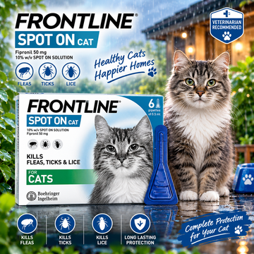 FRONTLINE Spot On Flea, Tick & Lice Treatment for Cats, Cat de-flea - 6 Pipettes