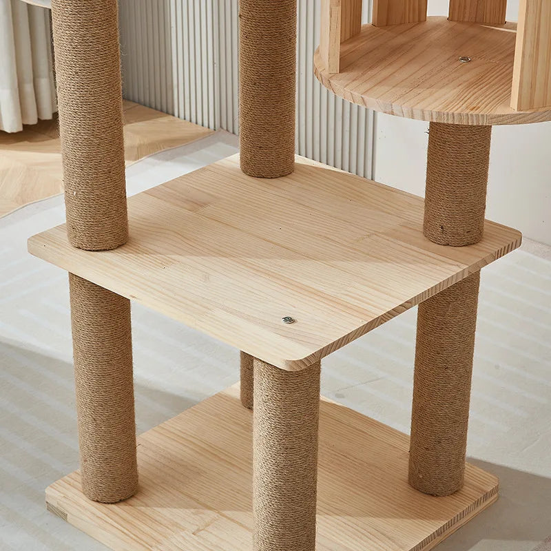 Solid Wood Cat Tree, Large Cat Furniture, Cat Condo, House, Climbing Frame, Jumping Platform, Pet Supplies
