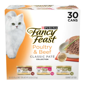 Purina Classic Collection Pate Wet Cat Food Poultry Beef 3 oz Cans 30 Pack