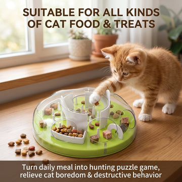 Interactive Cat Slow Feeder Puzzle Maze Toy, Anti-Choke Pet Treat Dispenser Bowl for Kitten Small Dog, Food Grade Interactive Fe