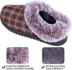 Plaid Faux Fur Lined Slip-On Slippers for Men & Women – Warm Cozy Indoor House Shoes with Non-Slip Rubber Sole, Comfortable Winter Casual Footwear
